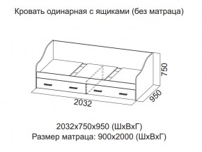 Кровать одинарная с ящиками (Без матраца 0,9*2,0) в Южноуральске - yuzhnouralsk.magazin-mebel74.ru | фото