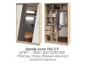 шкаф-купе ПШ-2.9 1500 Норд Белый жемчуг 1500 в Южноуральске - yuzhnouralsk.magazin-mebel74.ru | фото